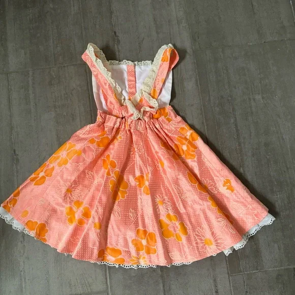 Unique Custom Pink Dress vintage neon Flocked Fabric 5 6 7 Pageant Stunning